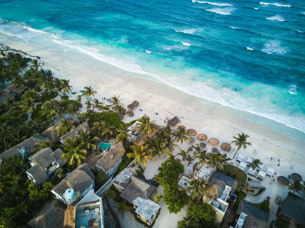 Aerial view of Tulum, Mexico
